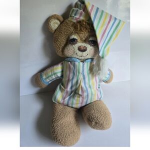 Fisher-Price Rainbow Stripe Nightgown Teddy Bear Plush Vintage